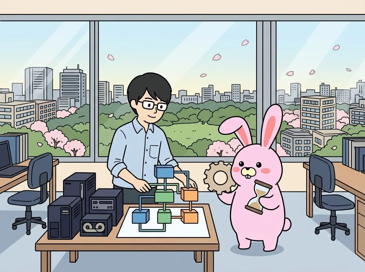 AIでレガシー刷新を進める方法｜既存処理の同等性を検証するのイメージイラスト：AIをレガシー刷新に使う場合は、コードを新しくすることよりも、必要な業務結果を保てるかを確認します。既存処理の調査と変更案の作成を支援に使い、同じ入力で新旧を照合できる条件を整えます。