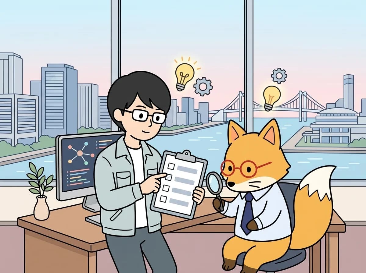 AI導入前の品質チェック｜正答・回答不可・権限外を分けて評価するのイメージイラスト：AIの品質は、正しい回答が出た割合だけでは判断できません。答えられない質問への対応、古い資料、権限外の情報、担当者の修正負担まで含めて、用途に合う合格条件を決めます。