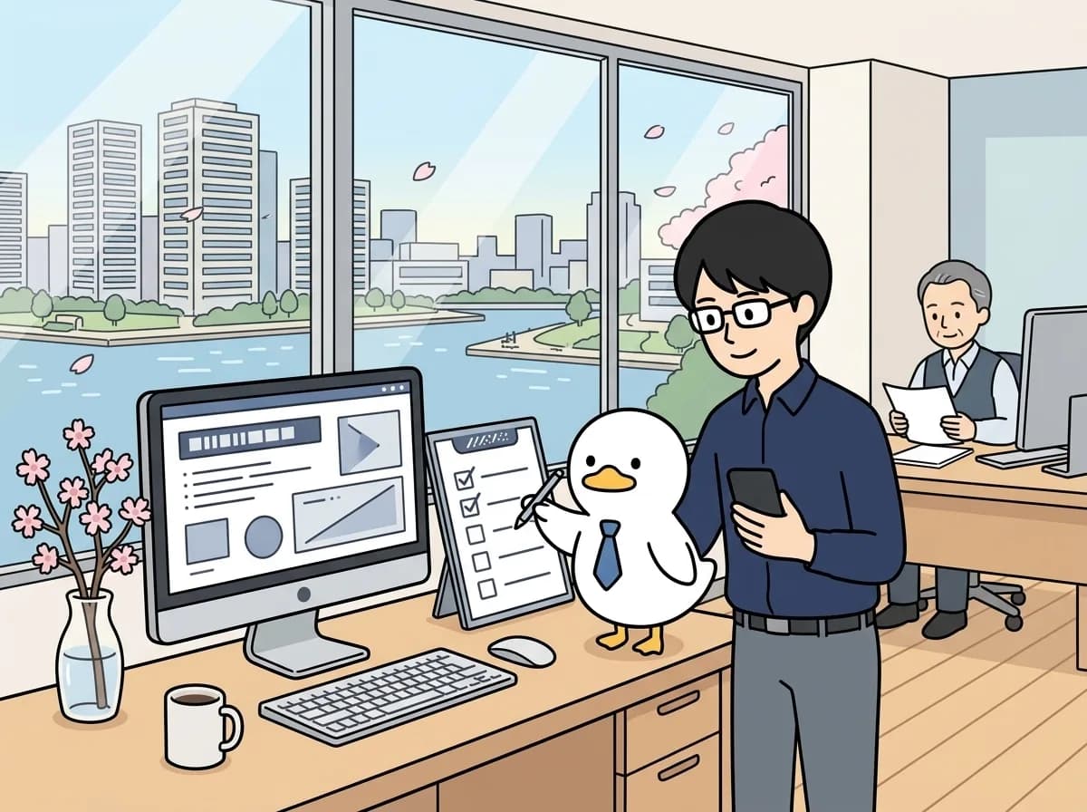 【2026年版】地域ビジネスに「自社アプリ」は必要？導入判断の5つの基準のイメージイラスト：すべての地域ビジネスに自社アプリが必要なわけではありません。リピーター中心・予約の煩雑さなど5つの判断基準に加え、アプリ・LINE公式・Webサイトの比較表、手段別の費用と期間、よくある失敗例までを整理し、導入判断を助けます。