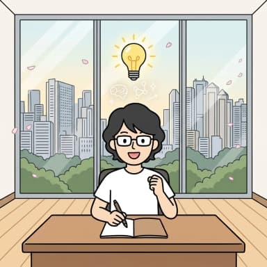 電球のアイコンとともにひらめいている様子のイラスト