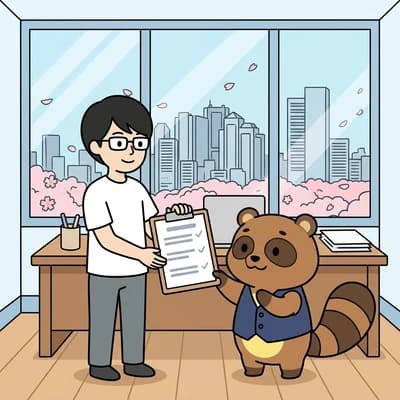 画面と資料を見ながら見積もりの内容を説明するイラスト