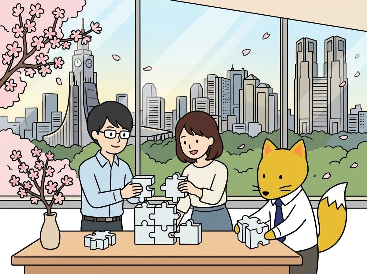 「受託開発の協力会社」のイメージイラスト：案件の外注・共同受注など、開発パートナーとして協力できる会社様を探しています。
