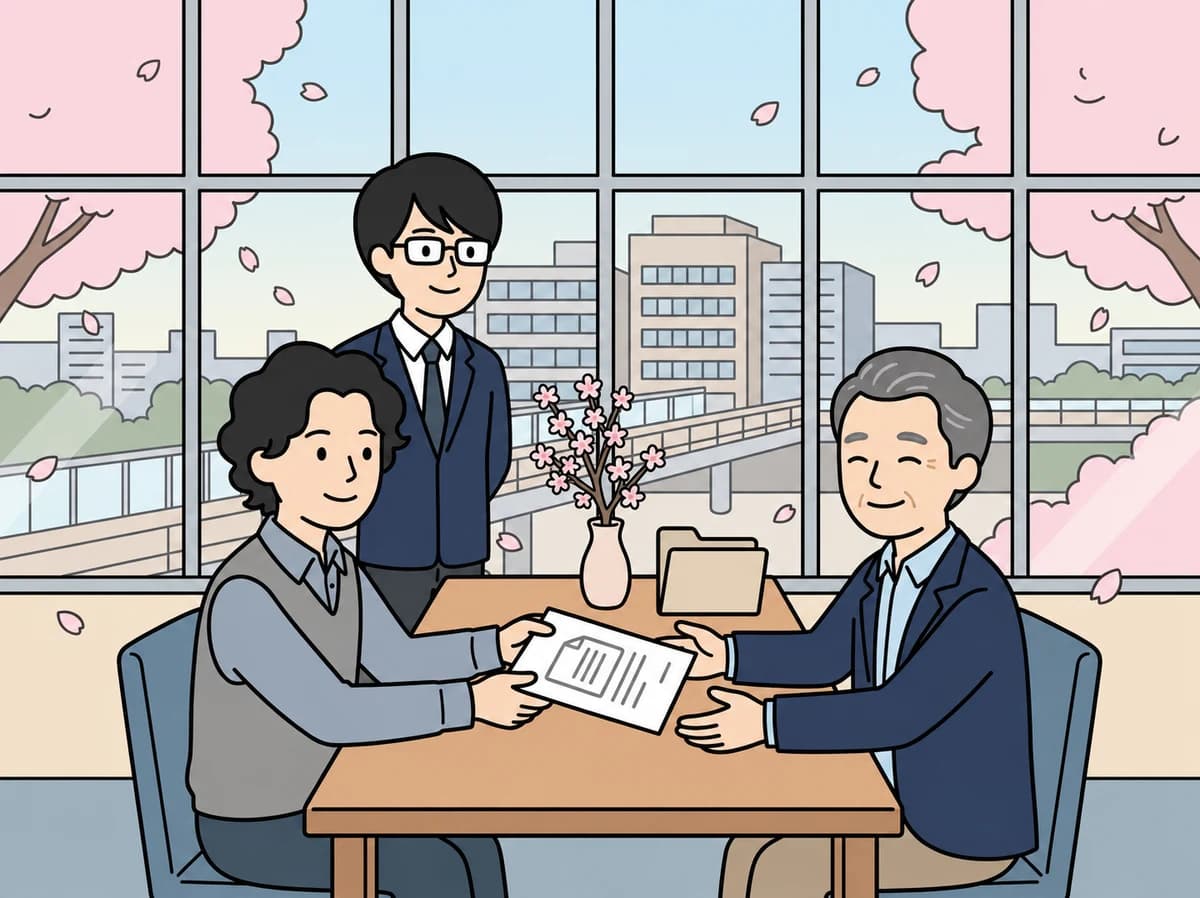 システムの運用資料を引き継ぐ様子のイラスト