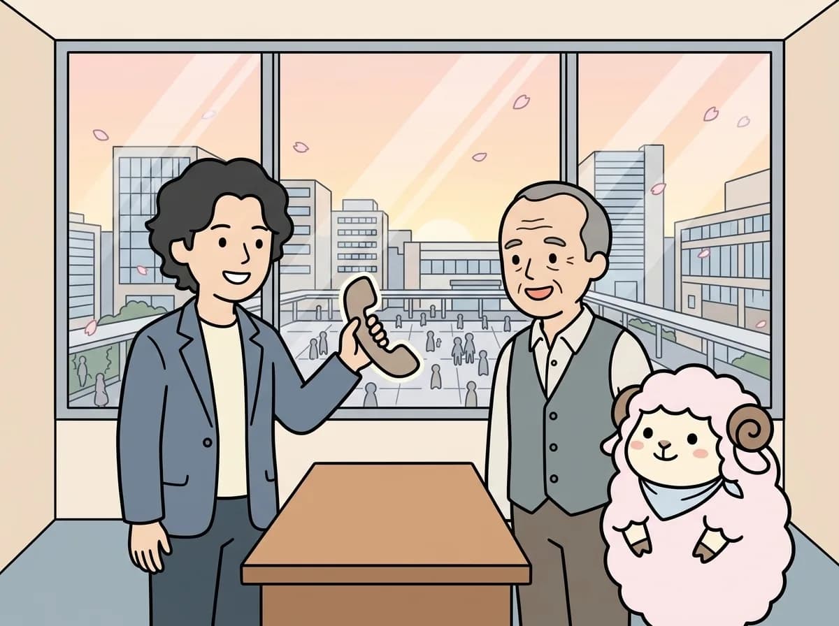 担当者が電話を片手にお客様と笑顔で話し、お客様も安心した表情を見せている様子を表すイラスト