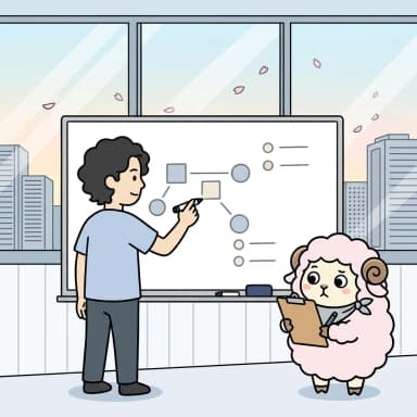 優先順位をつけて計画を立てる計画策定の様子のイラスト