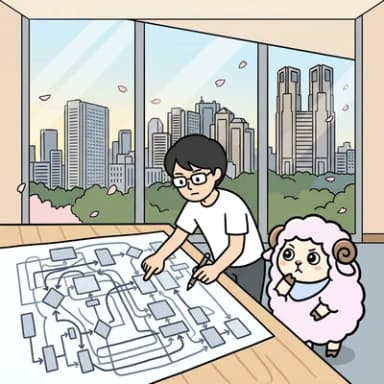 既存のワークフローを読み解くフローの棚卸しの様子のイラスト
