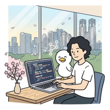 モダンな技術スタックでサイトを構築する開発・実装の様子のイラスト