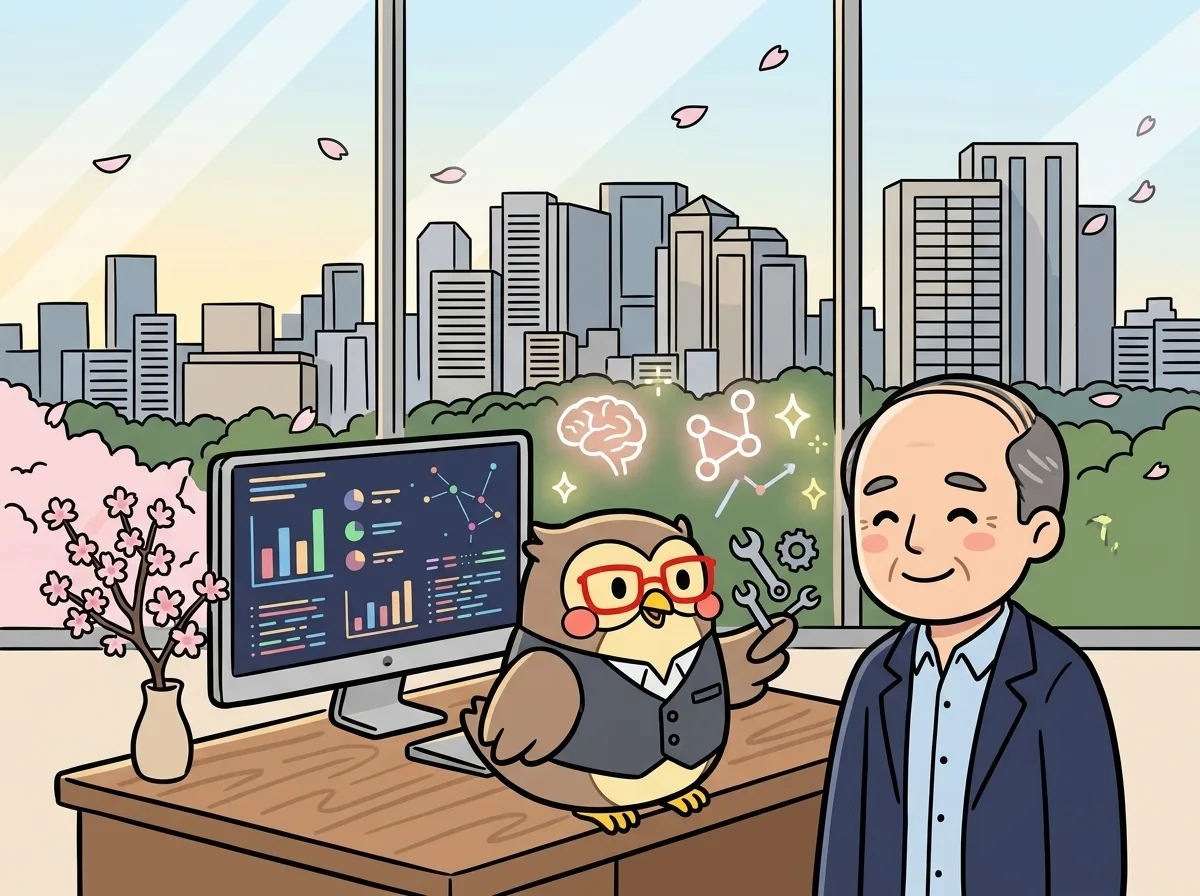 工具アイコンを持つ担当者と、安心した表情でうなずくお客様の様子を表すイラスト