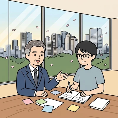 業務の棚卸しで課題と成功基準を決める様子のイラスト