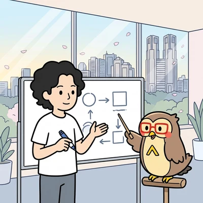 AIで解く範囲を仕分ける設計の様子のイラスト