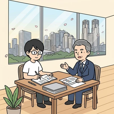 部署の課題と指標を決める業務の棚卸しの様子のイラスト