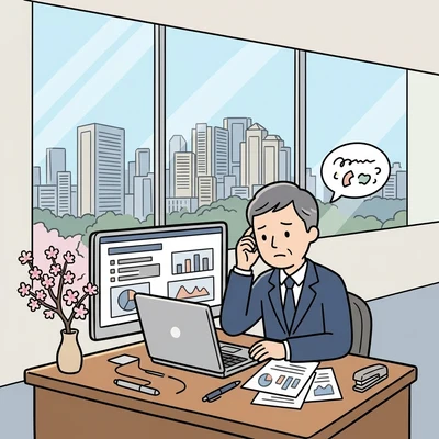業務のなかで困りごとが生まれる様子のイラスト