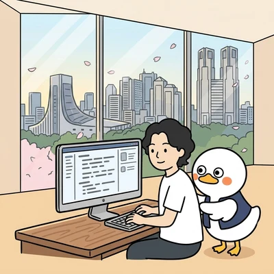 本番環境に耐えうるAIシステムを構築する開発・実装の様子のイラスト