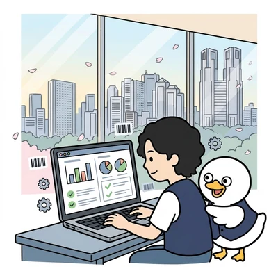業務で使える環境に載せ替える本番移行の様子のイラスト