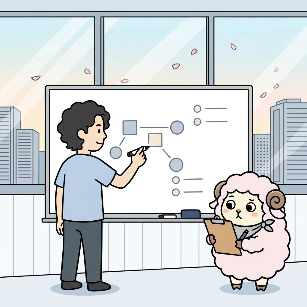 優先順位をつけて計画を立てる計画策定の様子のイラスト