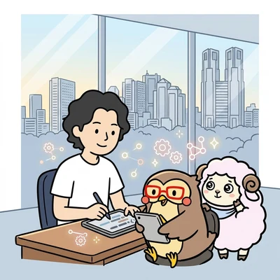 Googleプラットフォーム向けにAndroidアプリケーションを開発する様子のイラスト