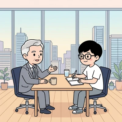 目的とゴールを明確にし要件をすり合わせる企画・要件定義の様子のイラスト
