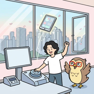 完成したサービスを本番環境へ公開するリリースの様子のイラスト