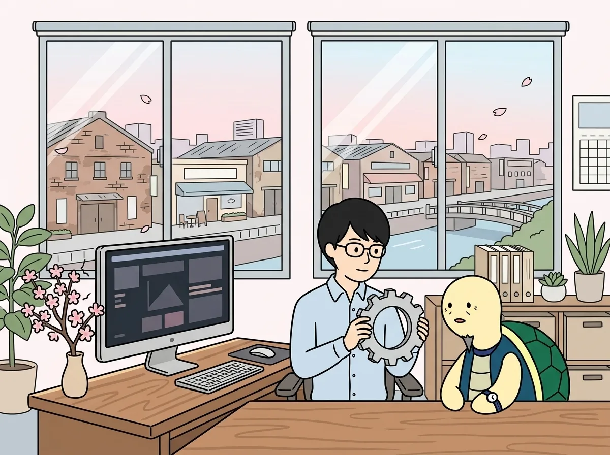 「実用性を重視する」というカルチャーのイメージイラスト:派手さよりも、毎日の仕事で使われ続ける仕組みを丁寧に作ります。